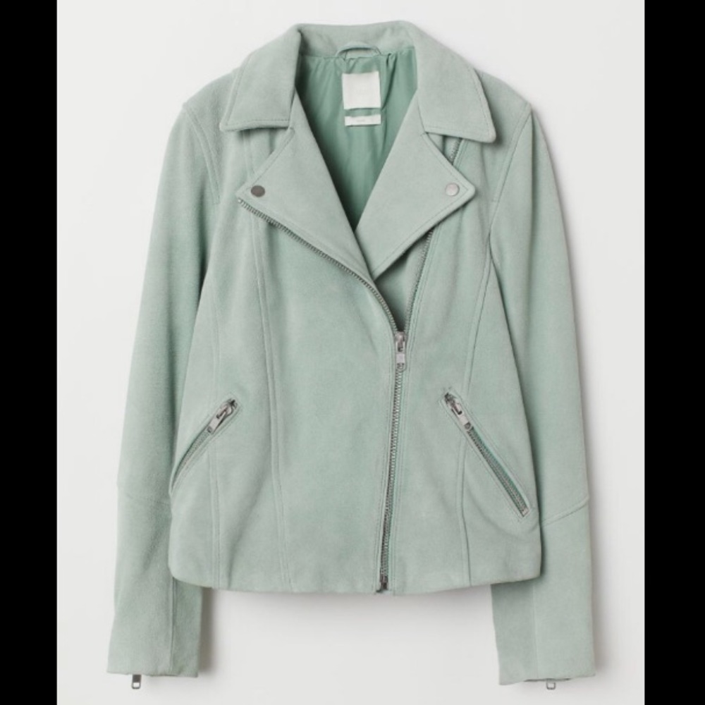 H&M Premium genuine mint suede biker moto jacket